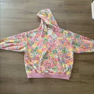 NATURAL LIFE Floral Hoodie - Pink and Green